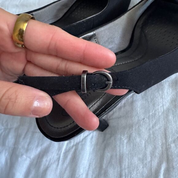 LifeStride Teller Black Peep Toe Slingback Women’s 7M Comfort Shoes 3.5” Heel - Picture 3 of 15